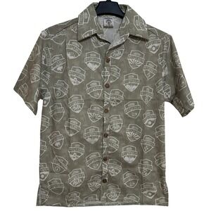 Western States Carpenters Button Down Shirt Mens M Short Sleeve USA Made AOP Tan